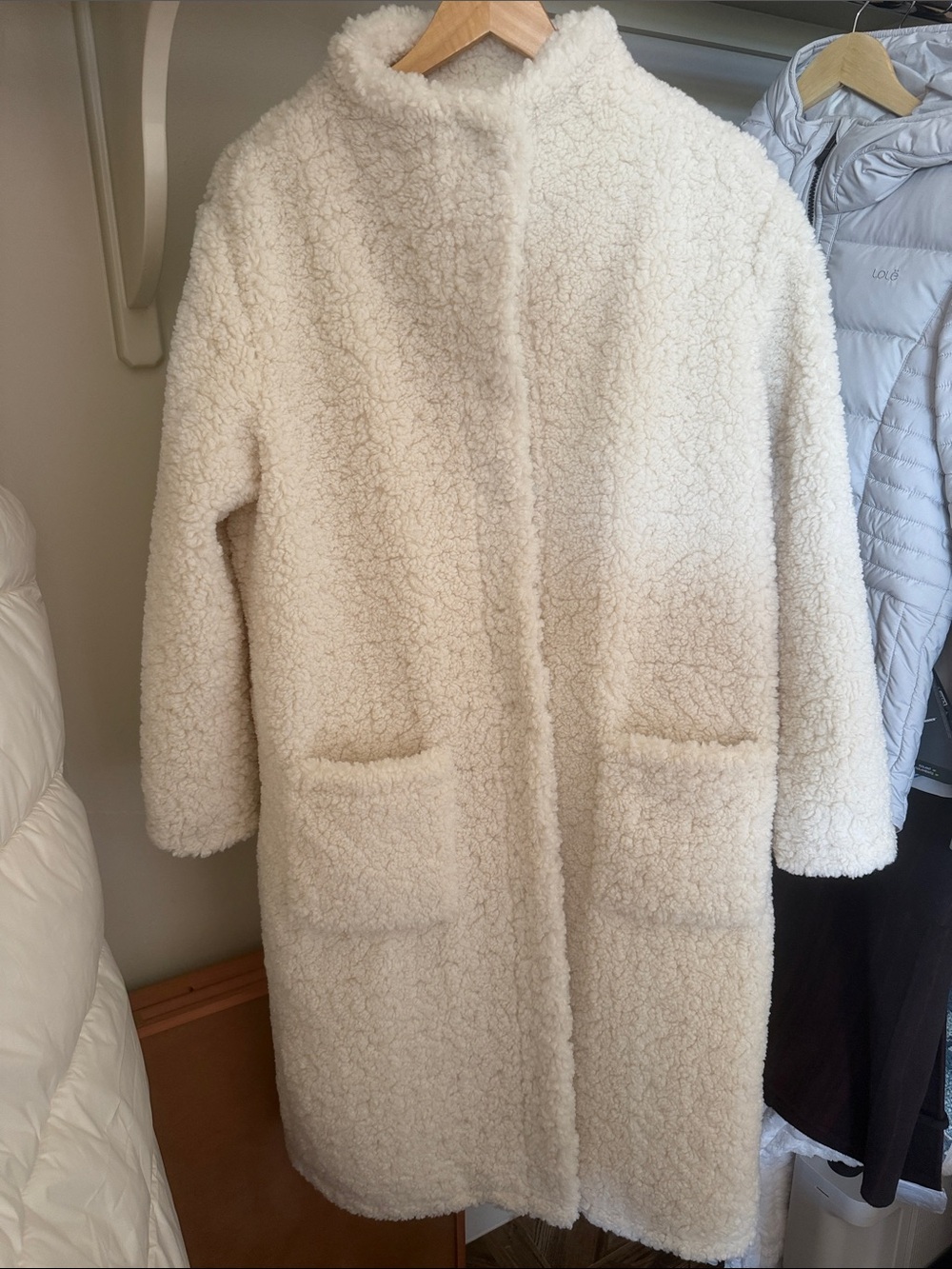 Reformation Cream Sherpa Teddy Long Coat - Large